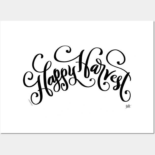 Happy Harvest Hand Lettered Design Wall Art by DoubleBrush